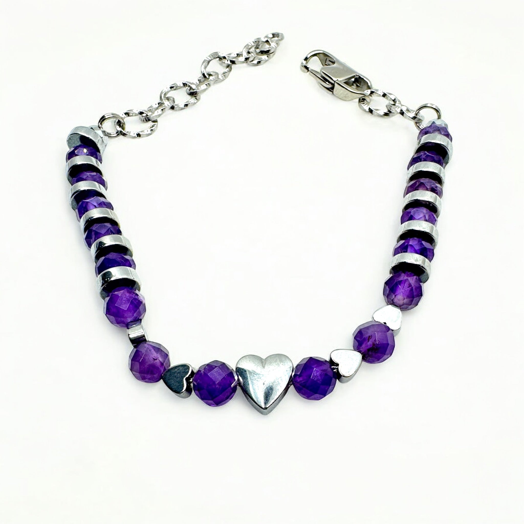 Bracciale Ametista sfaccettata con cuore Sharifa Crystals